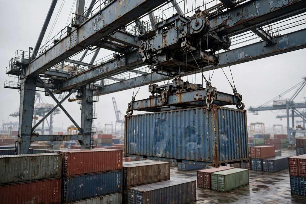 Grúas de contenedores en un puerto mexicano del Pacífico